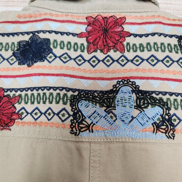 NWT Monroe & Main Women's Brown Button Embroidered Back Military Style Jacket M - Picture 15 of 16